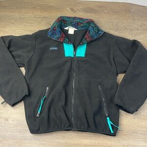 Columbia Black and Teal Fleece Jacket